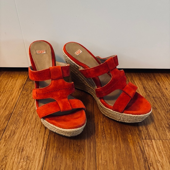 UGG Tawnie Koi (burnt orange) Wedge Suede Platform Sandals Size 9 - Picture 1 of 8